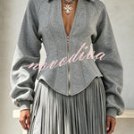 Aura Sculptural Corset-Style Zip-Up Sweatshirt