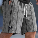 Caspien | Geometric Texture Knit Drawstring Shorts