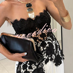 Floral Embroidered Lace Strapless Top