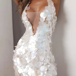 Sexiness and Elegance Sequin V-Neck Sleeveless Back Lace-up Mini Dress