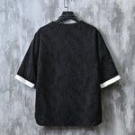 Round Neck Jacquard Short Sleeve Shirt