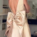 Ultimate Muse Satin Oversized Bow Detail Square Neck Mini Dress