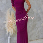 Fashionable Mesh Sleeveless One-shoulder Waist-revealing Maxi Dress