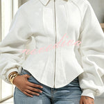Aura Sculptural Corset-Style Zip-Up Sweatshirt