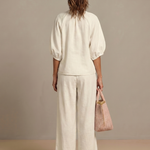 Natalia™ | Zip Front Blouson Top Wide Leg Set