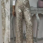 Valentina Rossi | Sequin Straight-Leg Party Pants For Women