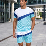 KZZ Color-block crew-neck T-shirt and elastic-waist shorts