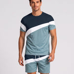 KZZ Color-block crew-neck T-shirt and elastic-waist shorts