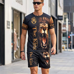 KZZ Men's 3D Digital Print Two-Piece Sportswear Set
