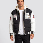 KZZ Men's Color-Block Letter-Print Drawstring Hooded Jacket