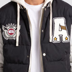 KZZ Men's Color-Block Letter-Print Drawstring Hooded Jacket