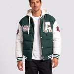 KZZ Men's Color-Block Letter-Print Drawstring Hooded Jacket