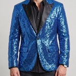 KZZ Men's Shimmering Color-Block Sequin Single-Breasted Blazer