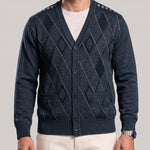 KZZ Men's Plaid V-Neck Long-Sleeve Knit Cardigan