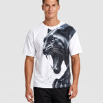 KZZ Men's Slim-Fit Short-Sleeve T-Shirt with Leopard Print