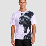 KZZ Men's Slim-Fit Short-Sleeve T-Shirt with Leopard Print
