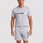 KZZ Men's Summer Regular-Fit Short-Sleeve T-Shirt and Shorts