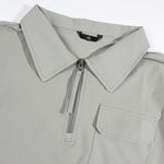 KZZ Men's Summer High-Stretch Knit Short-Sleeve Polo with Half-Zip Collar