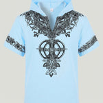 KZZ Men's Summer Hooded V-Neck T-Shirt