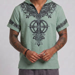 KZZ Men's Summer Hooded V-Neck T-Shirt