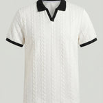 KZZ Men's Jacquard Textured Polo Shirt