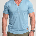 KZZ Men's Summer Deep V-Neck Short-Sleeve Shirt