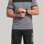 KZZ Men's Color-Block Short-Sleeve T-Shirt and Cargo Shorts Set