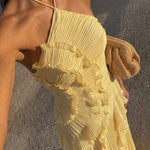 Grace Holloway | Pleated Ruffle Halter Maxi Dress For Women