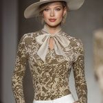 Stylish And Elegant Champagne-colored Velvet Printed Shirt