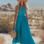Bohemian West Resort Elegant Sleeveless Cotton Linen Dress