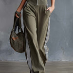 Retro Fashion Sports V-Neck Front-Zip Olive Green Cotton Overalls Jumpsuit