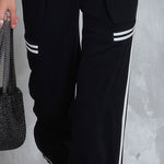 Retro Casual Sporty Color-blocked Black Sleeveless V-neck Cotton Jumpsuit