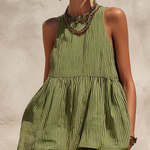 Retro Vacation Striped Cotton And Linen Tank Top