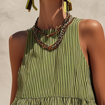 Retro Vacation Striped Cotton And Linen Tank Top