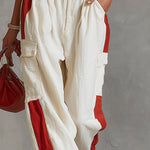 Casual & Stylish Red Vest And White Cargo Pants Cotton-Linen Set