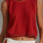 Casual & Stylish Red Vest And White Cargo Pants Cotton-Linen Set