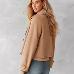 Women's Double-Breasted Camel Wool-Blend Cropped Coat