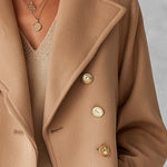 Women's Double-Breasted Camel Wool-Blend Cropped Coat