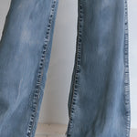 Casual Ribbon-detail Button-fly Blue Straight-leg Jeans