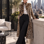 Premium Faux Short-Pile Leopard Print Stand-Collar Coat