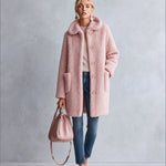 Stylish and Warm Pink Fleece Hooded Coat