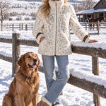 Fashionable Retro Leopard Print Off-white Faux Fur Short Coat With Zippered Sleeves