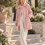 Stylish and Warm Pink Fleece Hooded Coat