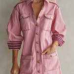 Dusty Pink Button Front Utility Mini Dress
