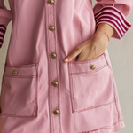 Dusty Pink Button Front Utility Mini Dress