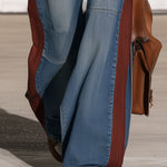 Casual Retro Faded Red And Blue Workwear Jeans