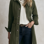 Vintage Military Olive Button Longline Utility Womens Coat