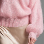Elegant Pink V-neck Loose Pullover Sweater