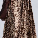 Vintage-Inspired Bohemian Leopard-Print Faux Suede V-Neck Wrap Maxi Dress