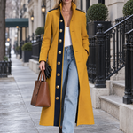 Women's Retro Color-Block Single-Breasted Tweed Coat For Fall Winter